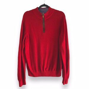 Vineyard‎ Vines Medium Baby Alpaca Blend 1/4 Zip Mock Neck Sweater Elbow Patched